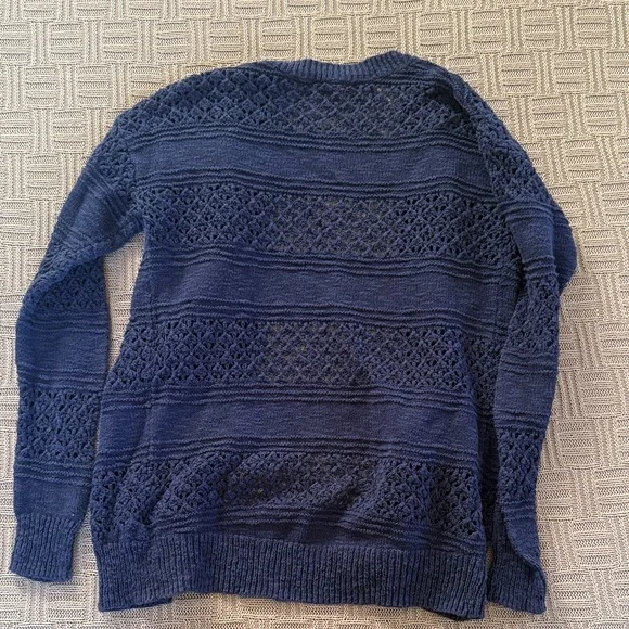 100% Cotton Navy Blue Women's Sweater - Picture 4 of 6